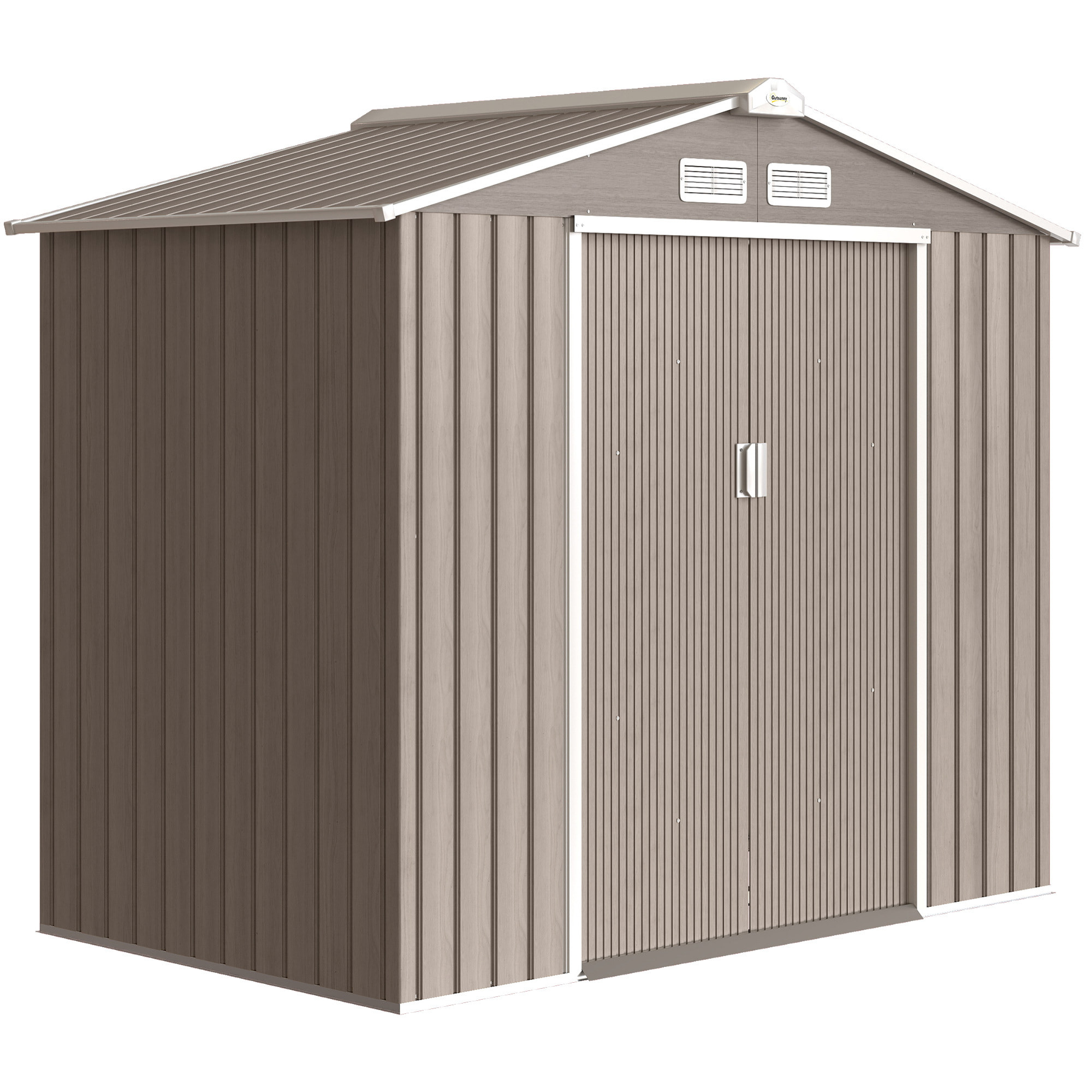 Abri de jardin - cabanon porte verrouillable - 213 x 130 x 185 cm - tôle d'acier taupe clair