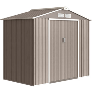 Abri de jardin - cabanon porte verrouillable - 213 x 130 x 185 cm - tôle d'acier taupe clair