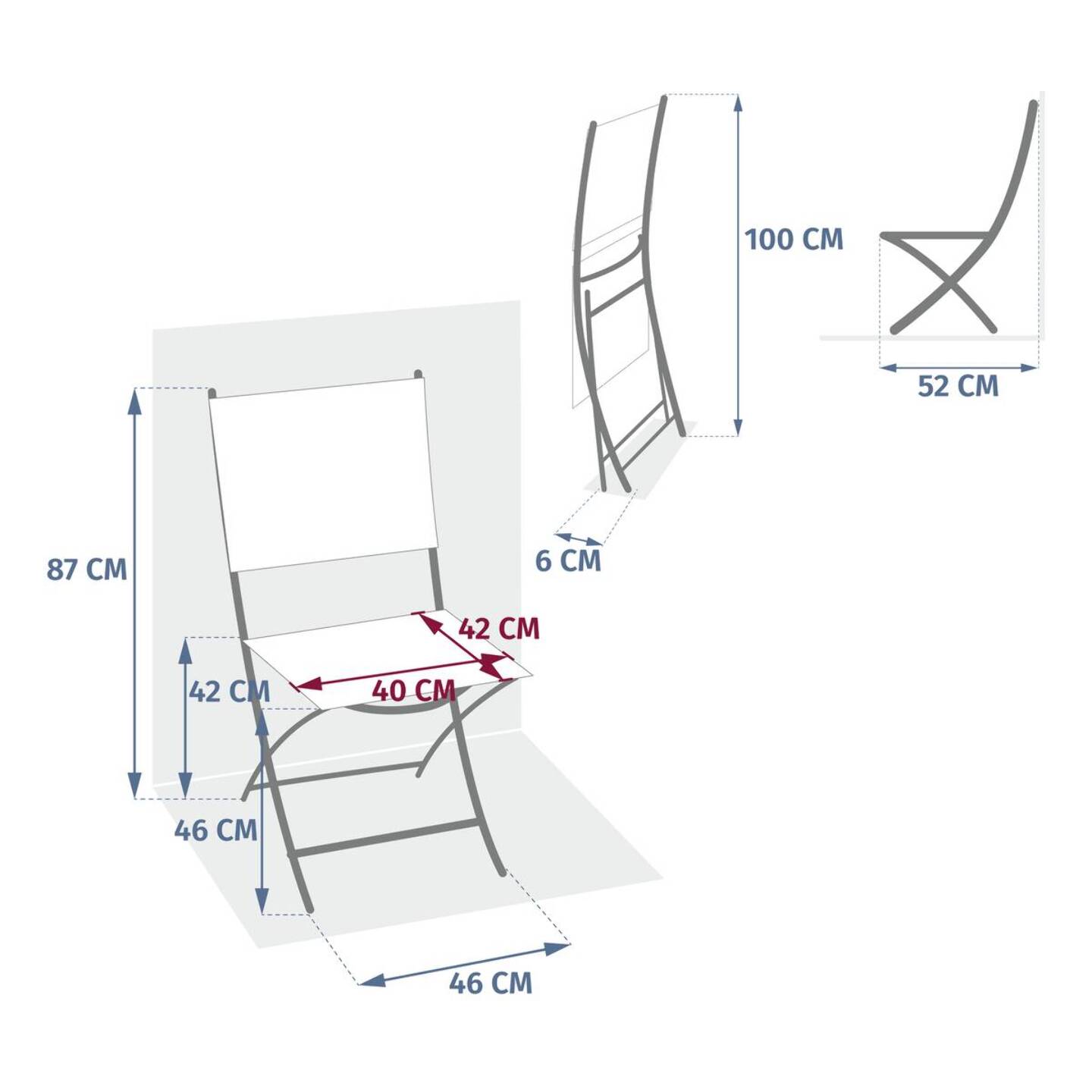 Lot de 4 Chaises de jardin Modula pliables noisette