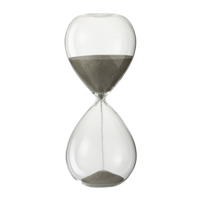 J-Line décoration sablier - verre/sable - gris - small