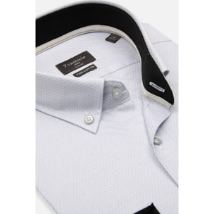 camicia uomo 1 bottone button down slim Armaturato Fantasia Grigio/Bianco