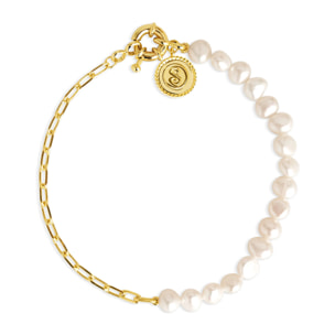 Pulsera Chic Pearl Acero Baño Oro