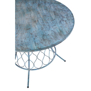 IRON LINE - TAVOLO ROTONDO METALLO BLUE - 4 POSTI - misura 100x100x75