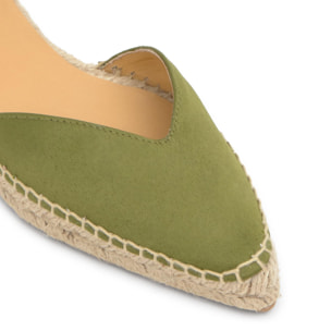 Alpargata plana Brava en raso con cordones de terciopelo y punta afilada