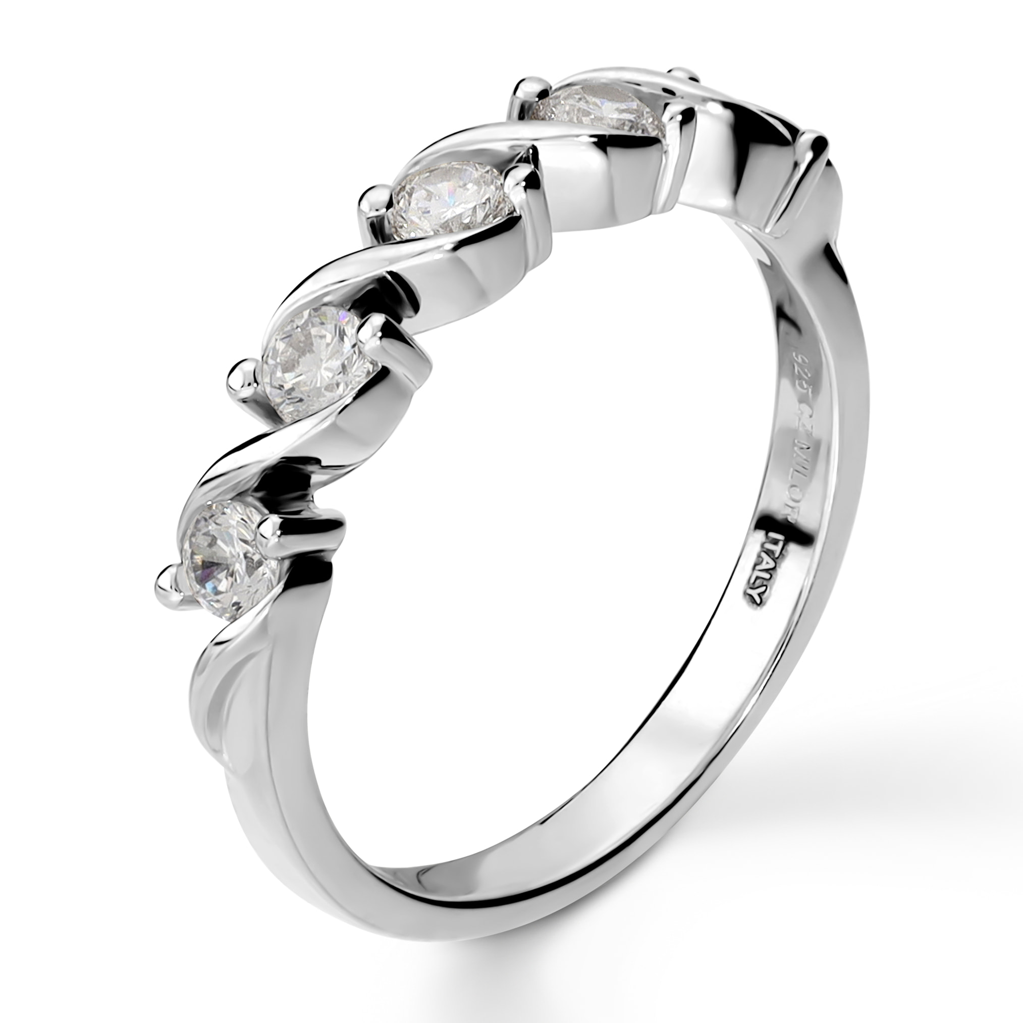 Anello Riviera in Argento 925 con Cubic Zirconia Design a Intreccio