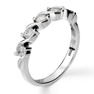 Anello Riviera in Argento 925 con Cubic Zirconia Design a Intreccio