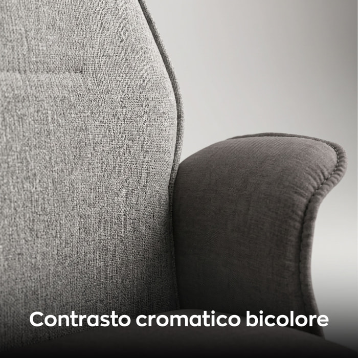 Axia - Sedia Da Ufficio 49x125x70 cm Poltrona Presidenziale Comoda con Ruote Girevoli in Pu e Tessuto Grigio