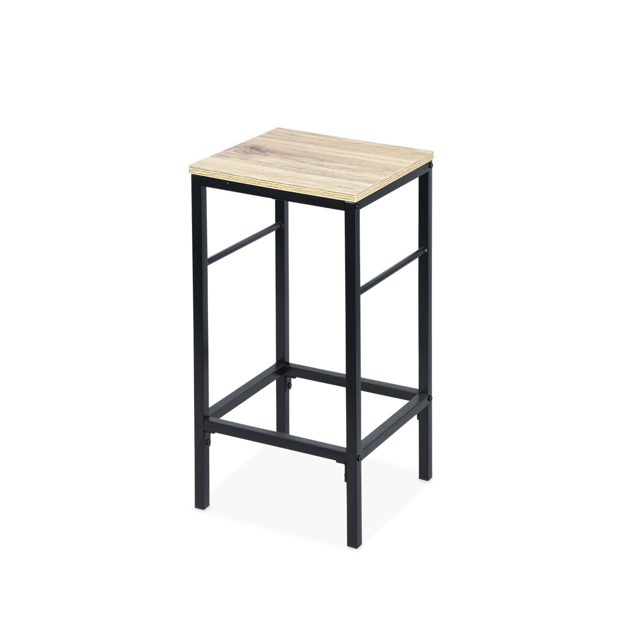 Table haute deux tabourets et deux étagères décor bois et métal. loft. L 100 x P 60 x H 95cm