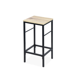 Table haute deux tabourets et deux étagères décor bois et métal. loft. L 100 x P 60 x H 95cm