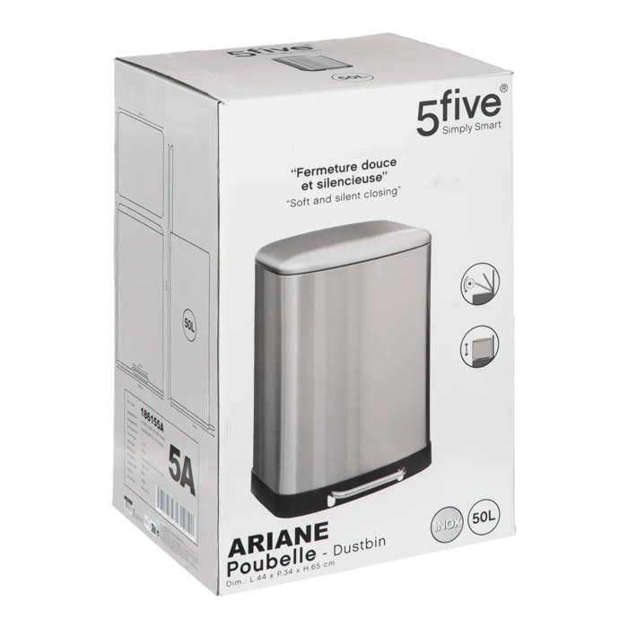 Poubelle à pédale métal 50L Inox Ariane