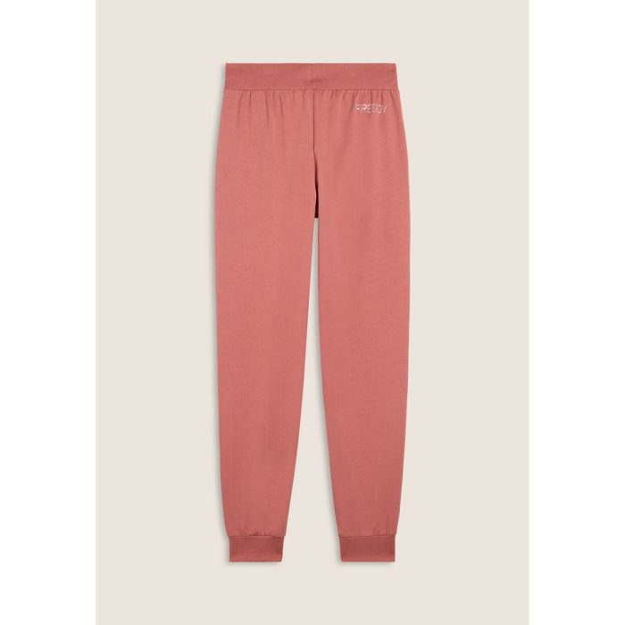 Pantaloni Sportivi con Polsini in Costina e Strass