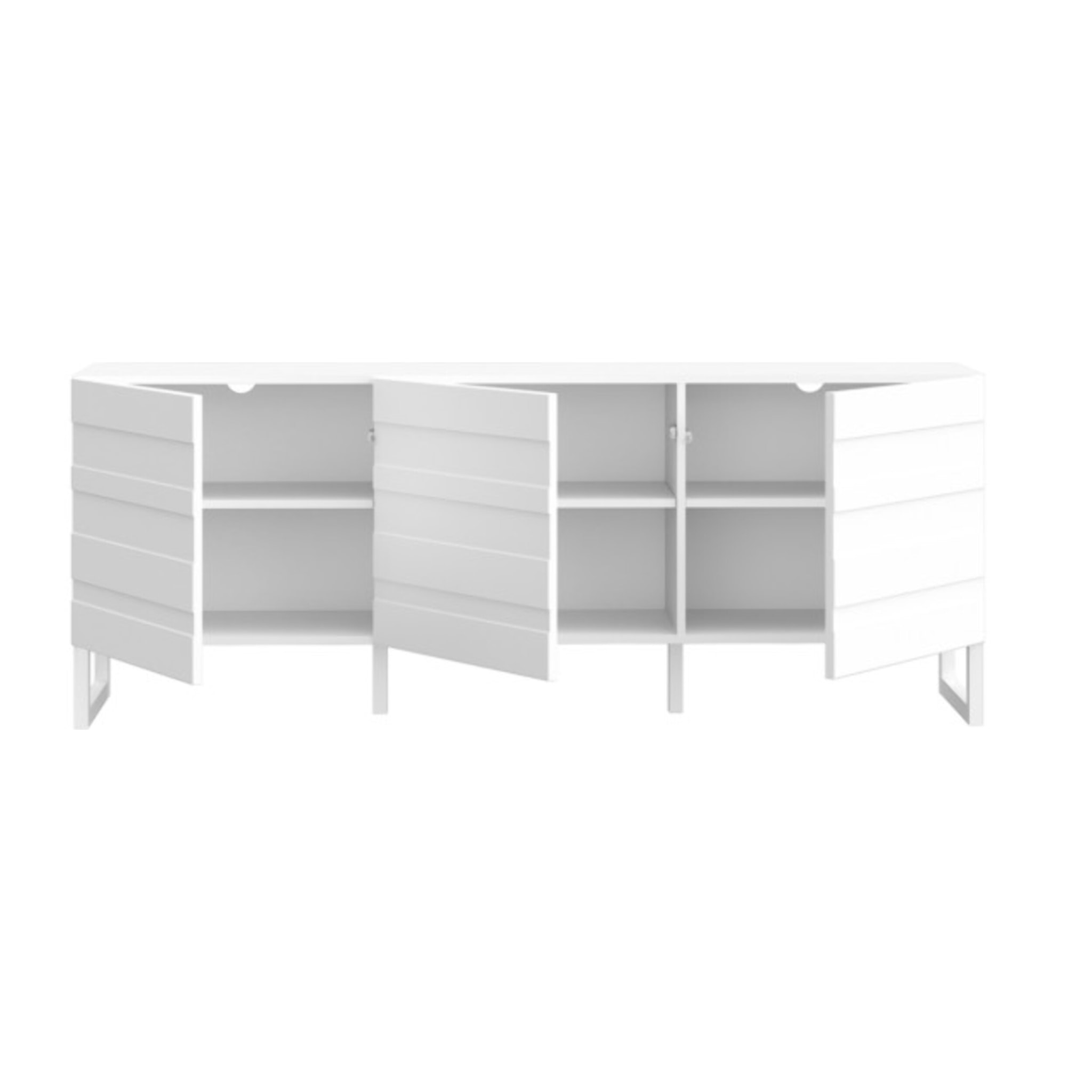 Meuble TV L165 cm 3 portes système push to open blanc mat - BRITANIA