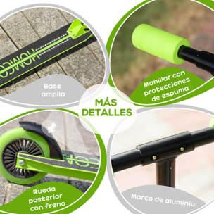 Patinete para Niños +3 Años Plegable con Altura Ajustable de 79,5-89,5 cm Verde