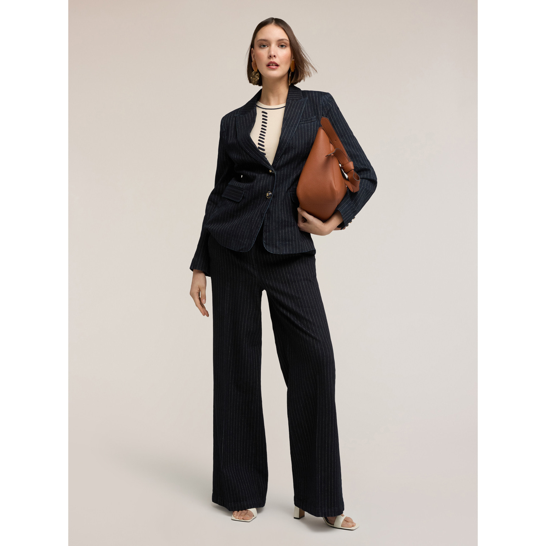 Motivi - Giacca strutturata in denim gessato - Blu