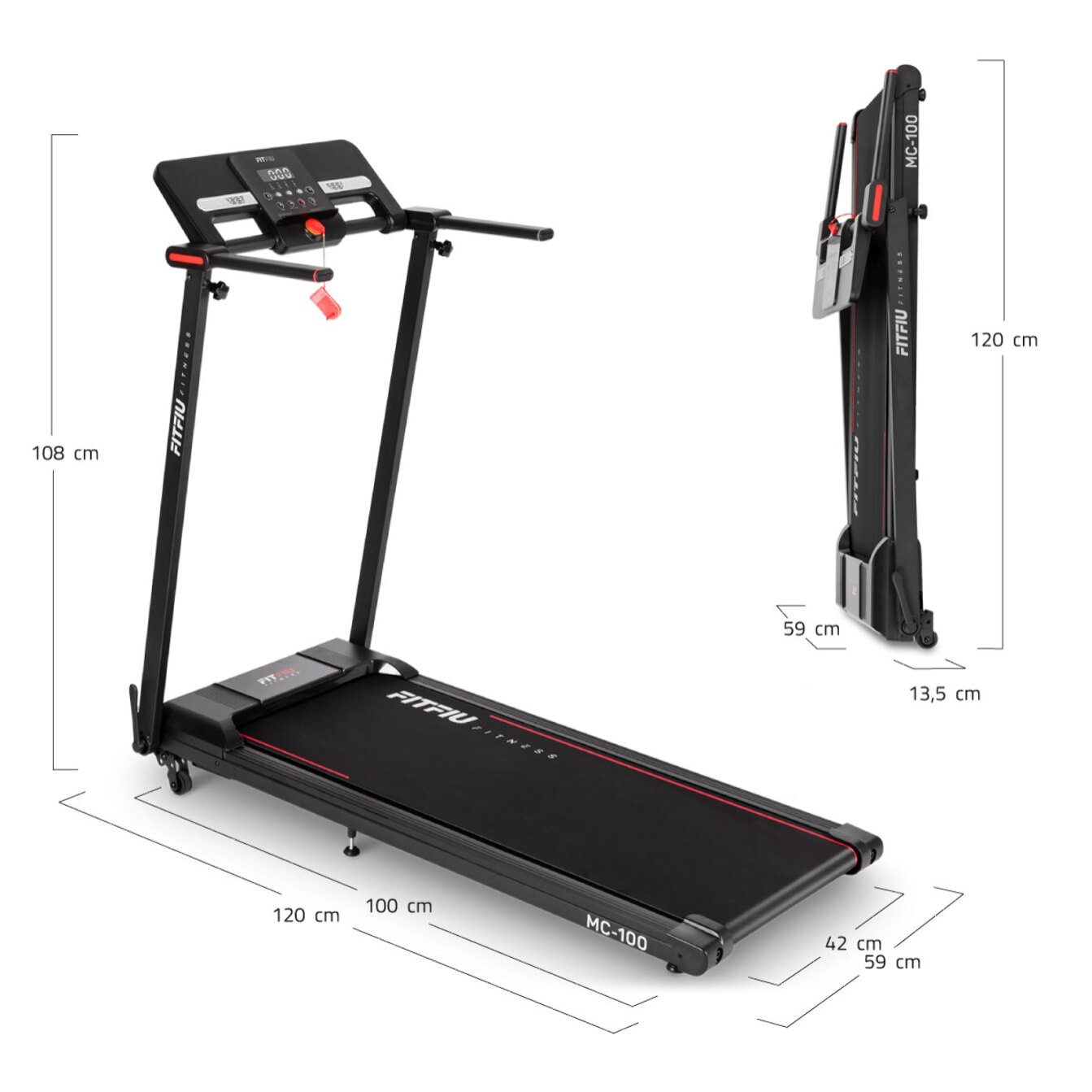 Cinta de correr plegable FITFIU 1500W 12km/h pantalla LCD y conectividad app