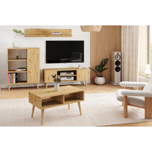 Tavolino da salotto SANDI scandinavo rovere Artisan con ripiano