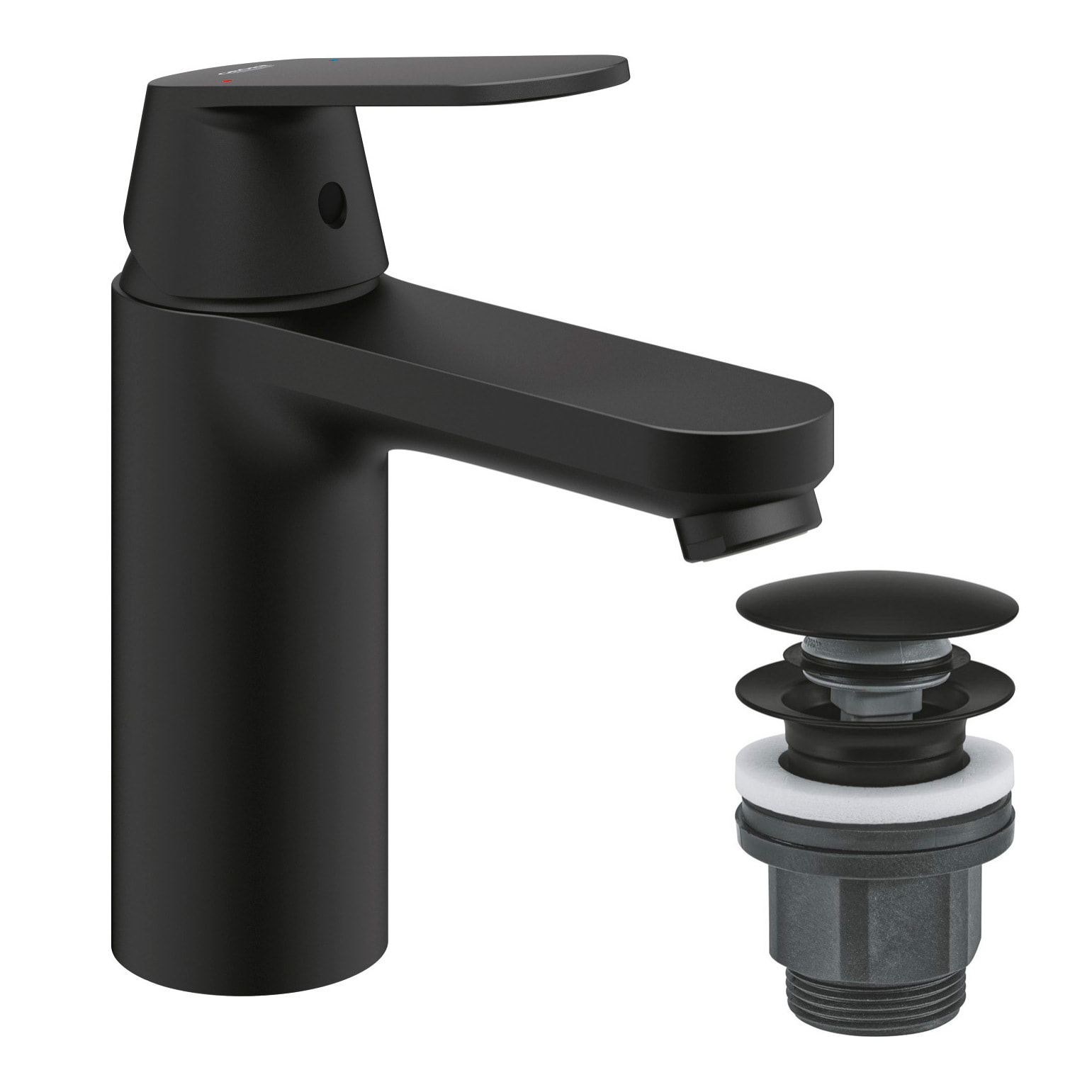 Mitigeur lavabo Quick Fix Get taille M noir mat + bonde clic-clac