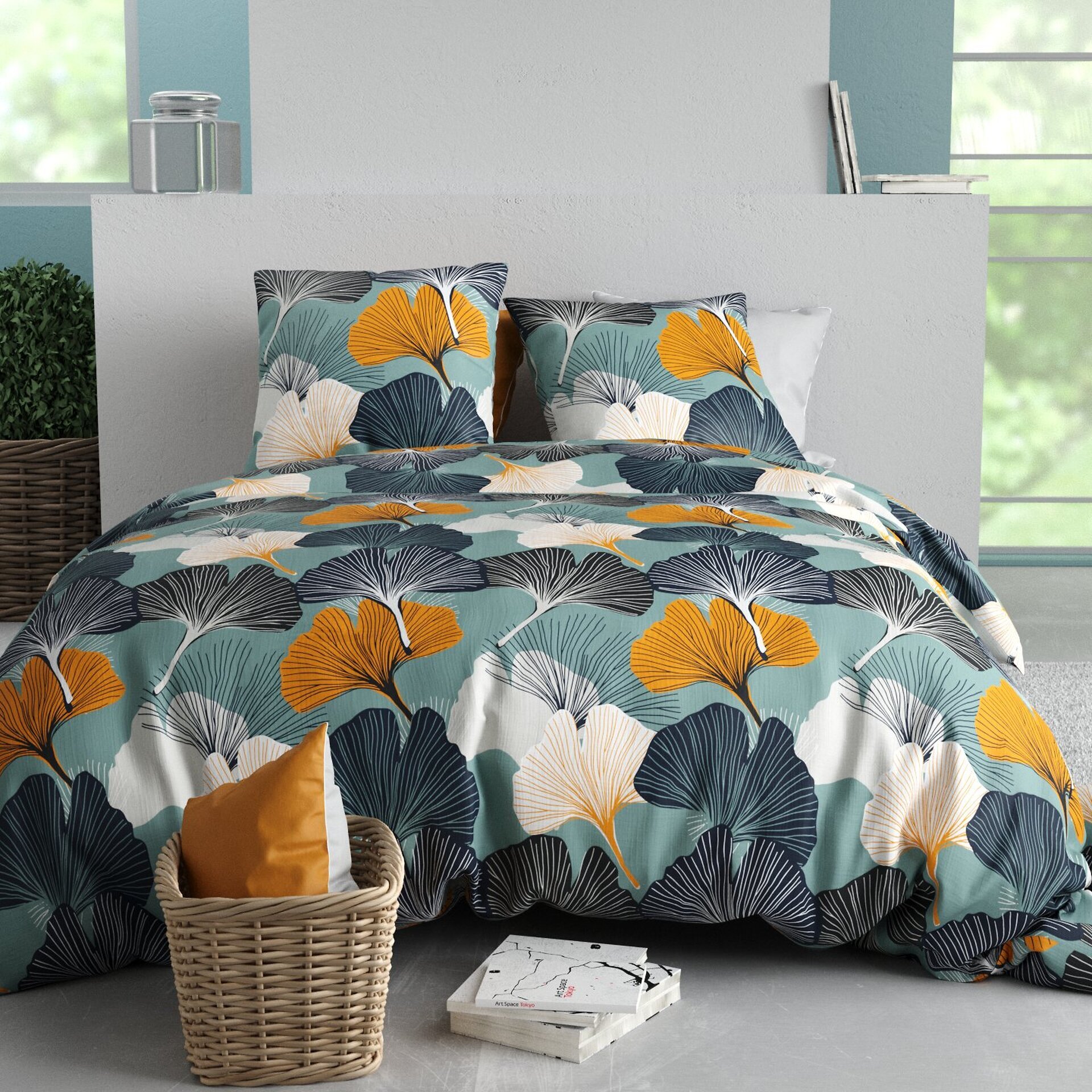 Parure housse de couette 100% coton 57fils + 2 taies