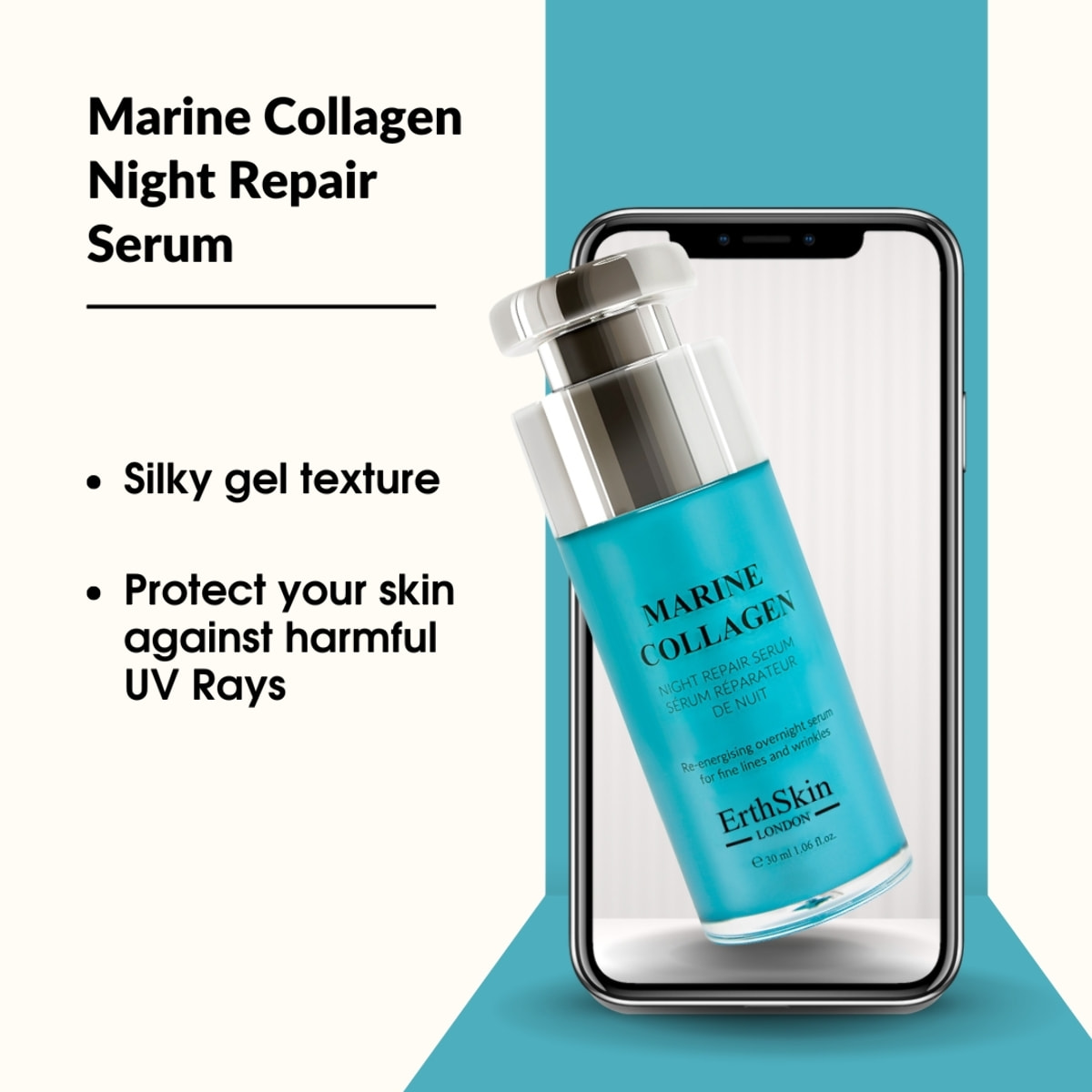 Suero reparador nocturno de colágeno marino
