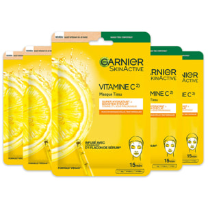 Garnier SkinActive Vitamine C Coffret de 5 Masques Tissus Booster d'éclat