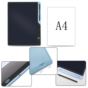 Tavoletta grafica LCD da 16 pollici per scrittura e disegno, sfondo multicolore. Portatile, con blocco di cancellazione e batteria ricaricabile.