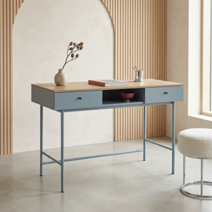 Bureau décor bois et fer 2 tiroirs 1 casier WILLIAM