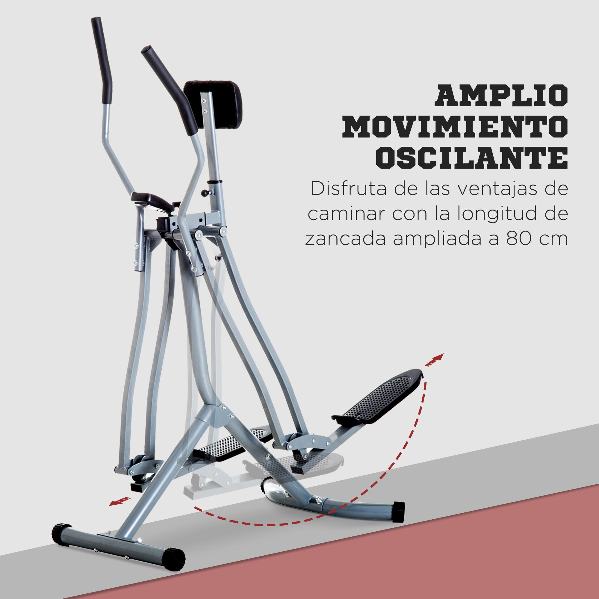 Bicicleta Elíptica Máquina de Step Ajustable con Pantalla Carga 110 kg Air Walker para Entrenamiento Cintura Caderas Piernas en Casa Oficina 96x60x152 cm Gris