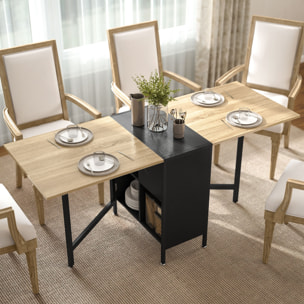 Mesa Plegable de Comedor, Mesa de Cocina Plegable, con Alas Abatibles, 4 Compartimentos, 3 Formas, Hasta 4 Personas, para Salón, Espacio Pequeño, 169x60x75 cm, Natural Oscuro