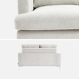 Canapé 2 places en tissu blanc cassé L 143 x P 90 x H 89cm - Hans