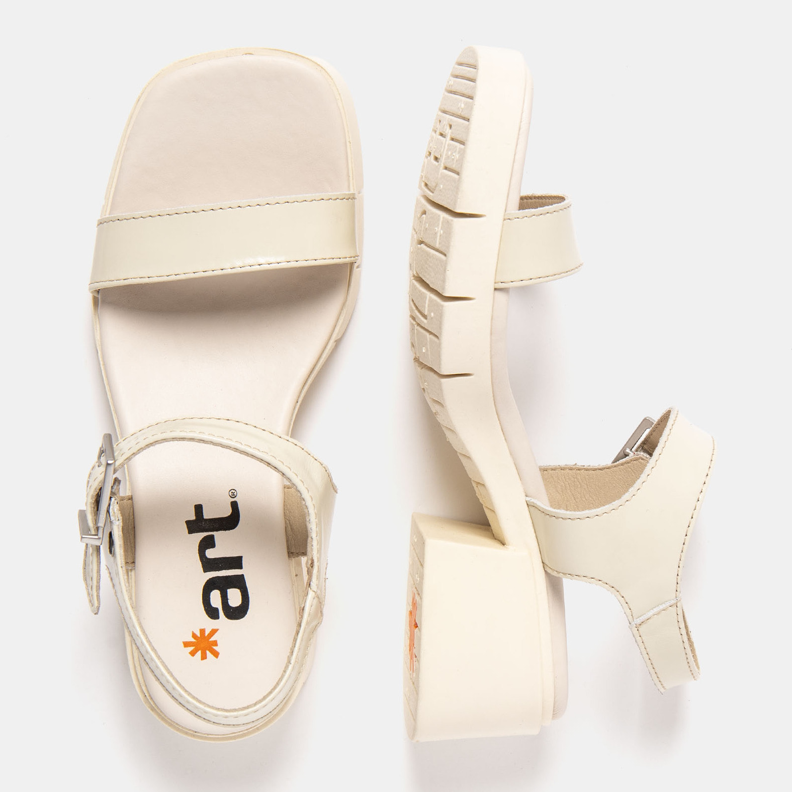 Sandalias con tacón 2060 NAPPA SHINNY CREAM / VARSOVIA color Cream