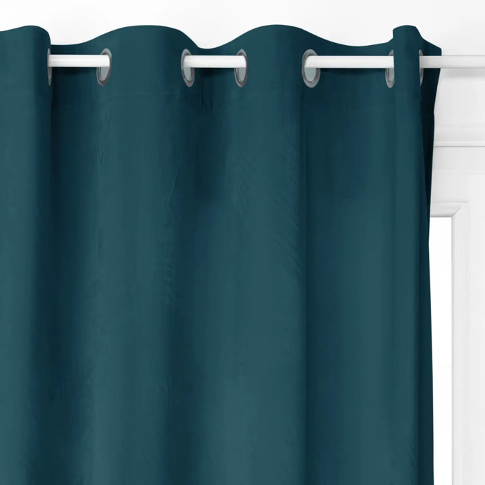 Rideau occultant "Dolce" velours bleu canard 140x260cm