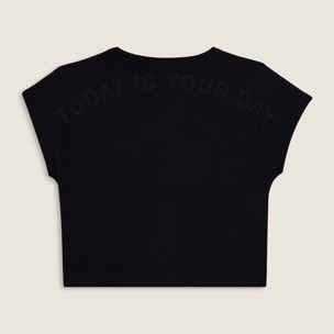 T-shirt donna con stampa sulle spalle