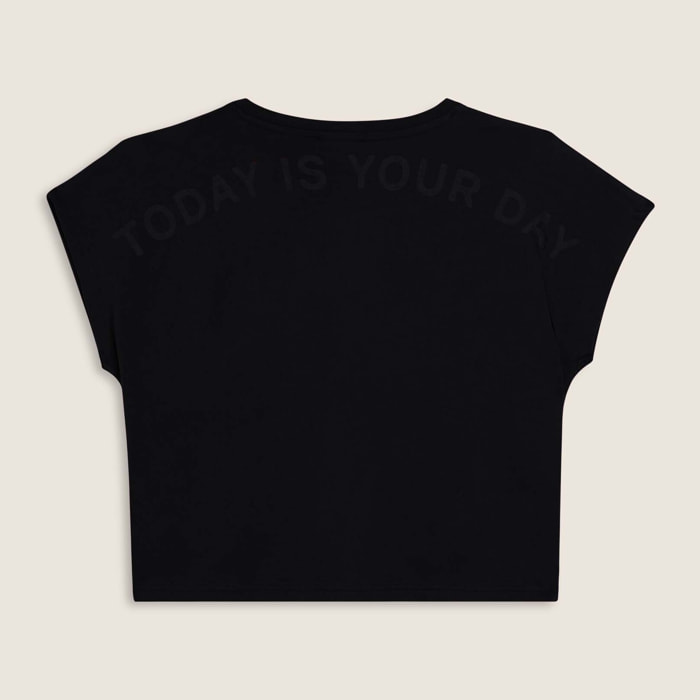 T-shirt donna con stampa sulle spalle