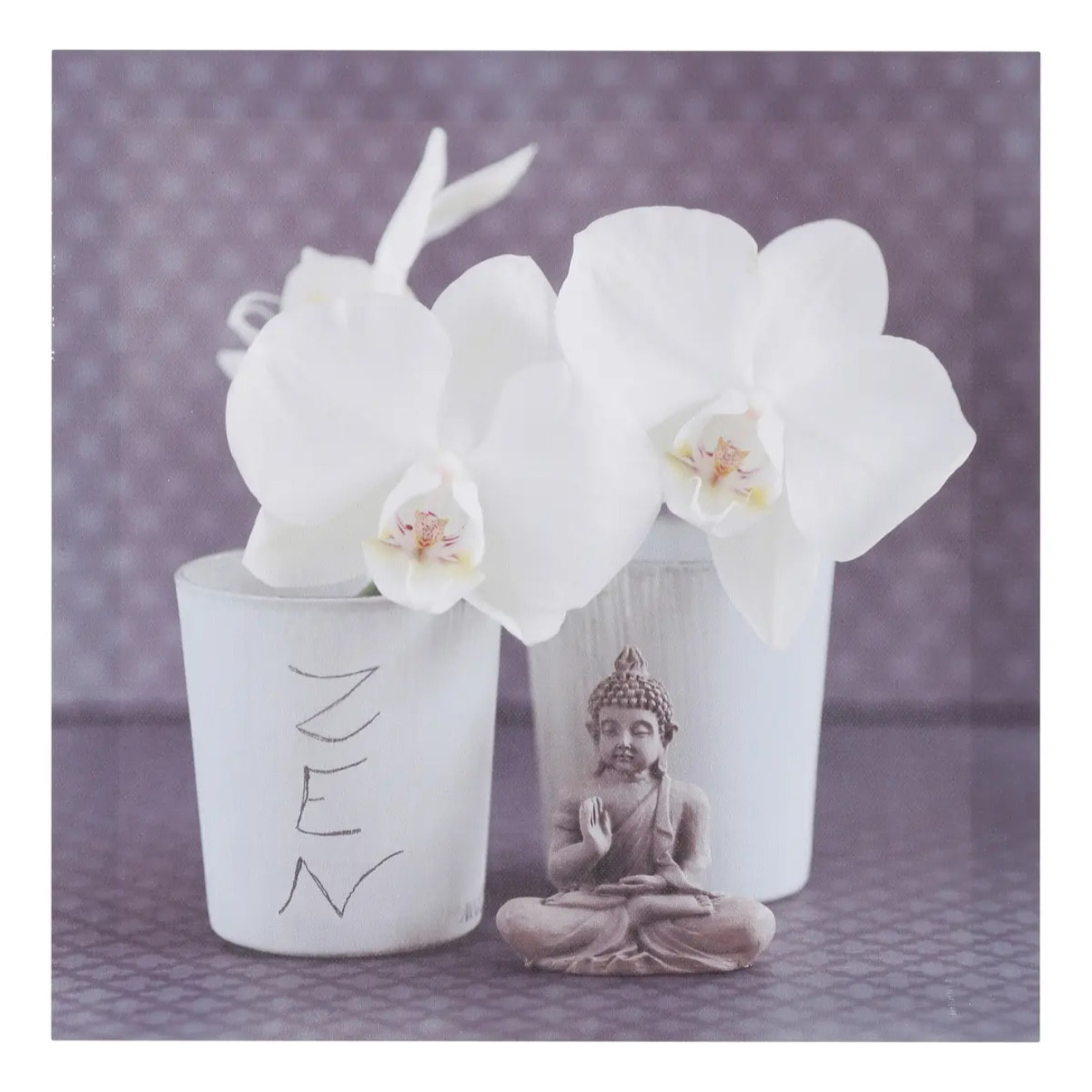 Toile imprimée "Fleurs" - bois - 28x28 cm