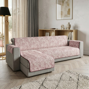 COPRIDIVANO GLAMOUR con Penisola SINISTRA, Antiscivolo, Cotone+Microfibra+Fibre Varie, Made in Italy - BORDEAUX