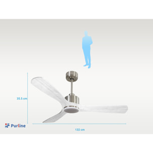 Ventilateur de plafond Réversible  Thermostat Dimmable Wifi Moteur à courant continu Toits en pente Télécommande Lumière à trois tons Hypersilence Mémoire