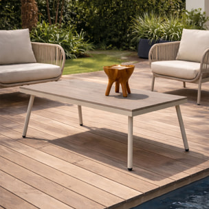 Salon de jardin 5 places en aluminium et corde tissée beige FIGARI