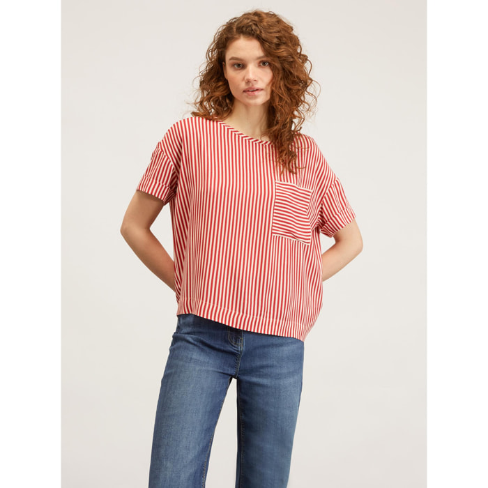 Motivi - Blusa vaporosa de rayas - Rojo