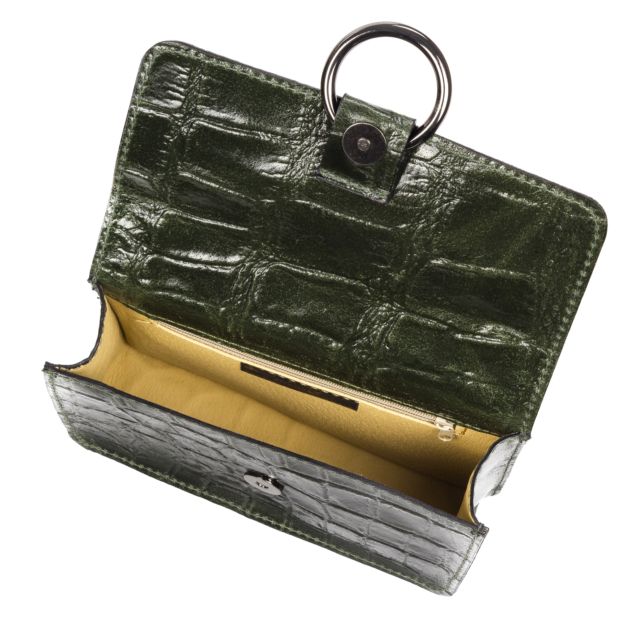 Fabrizia Borsa a tracolla Donna.Pelle autentica Camoscio Inciso Coccodrillo Grande Camoscio