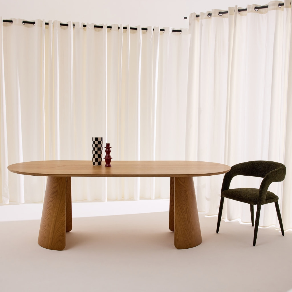 Table à manger oblongue décor bois 8 places MATHILDE