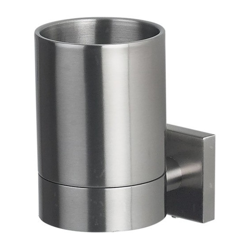 Gobelet à  fixer Acier inoxydable chromé NYO Gris Spirella