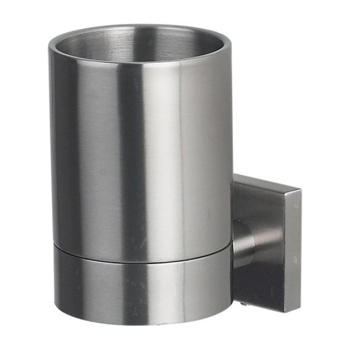 Gobelet à  fixer Acier inoxydable chromé NYO Gris Spirella