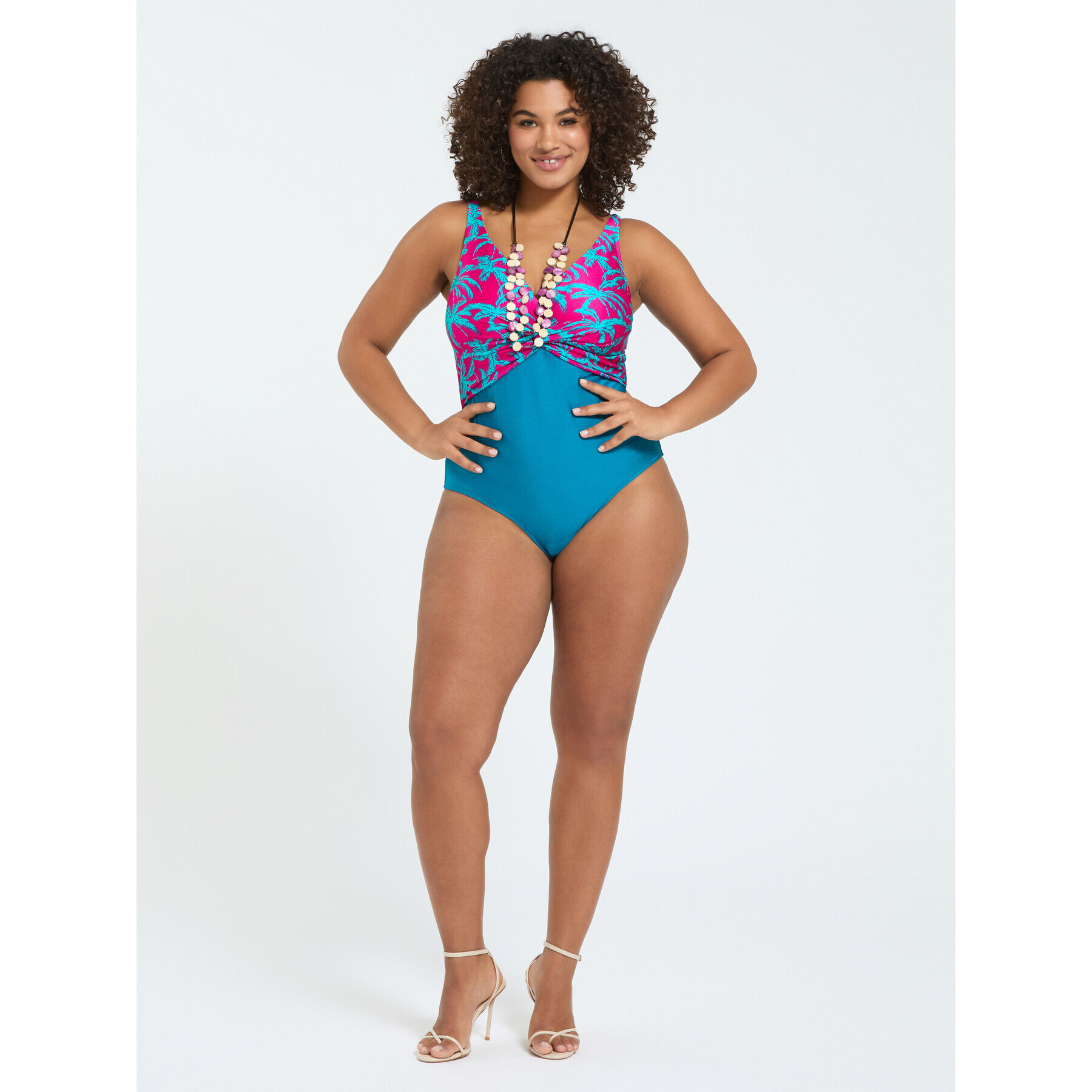 Fiorella Rubino - Bañador entero cruzado estampado tropical - Azul