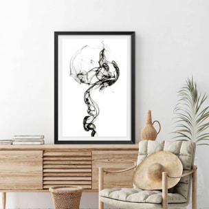 Poster black smoke medusa Affiche + cadre en bois - Noir