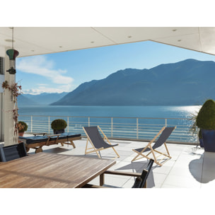 Lot de 2 transats en bois "Chilienne" - 107 x 56.5 x 81 cm - Gris