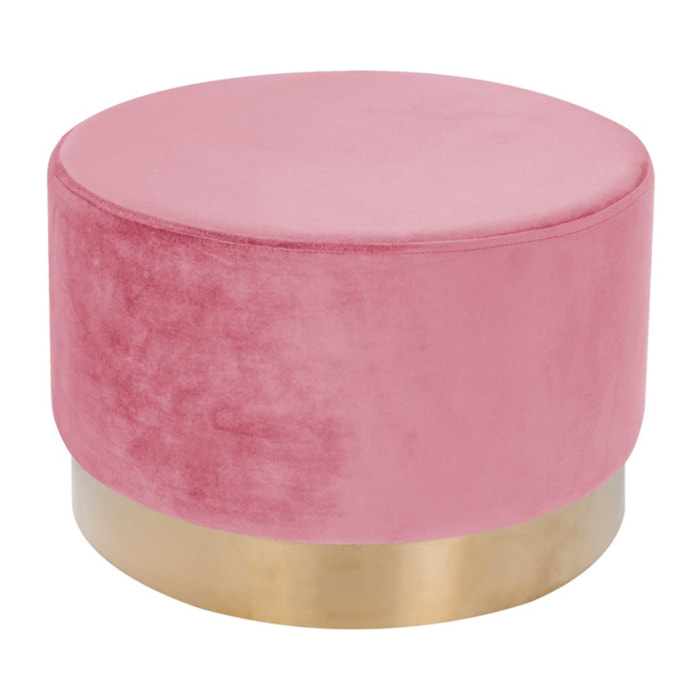 Pouf Rotondo Nano in Velluto Rosa Antico e Oro
