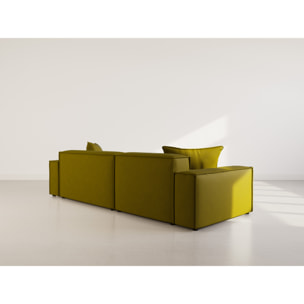 Atlas - Canapé d'angle réversible 4 places en velours texturé - Vert Olive