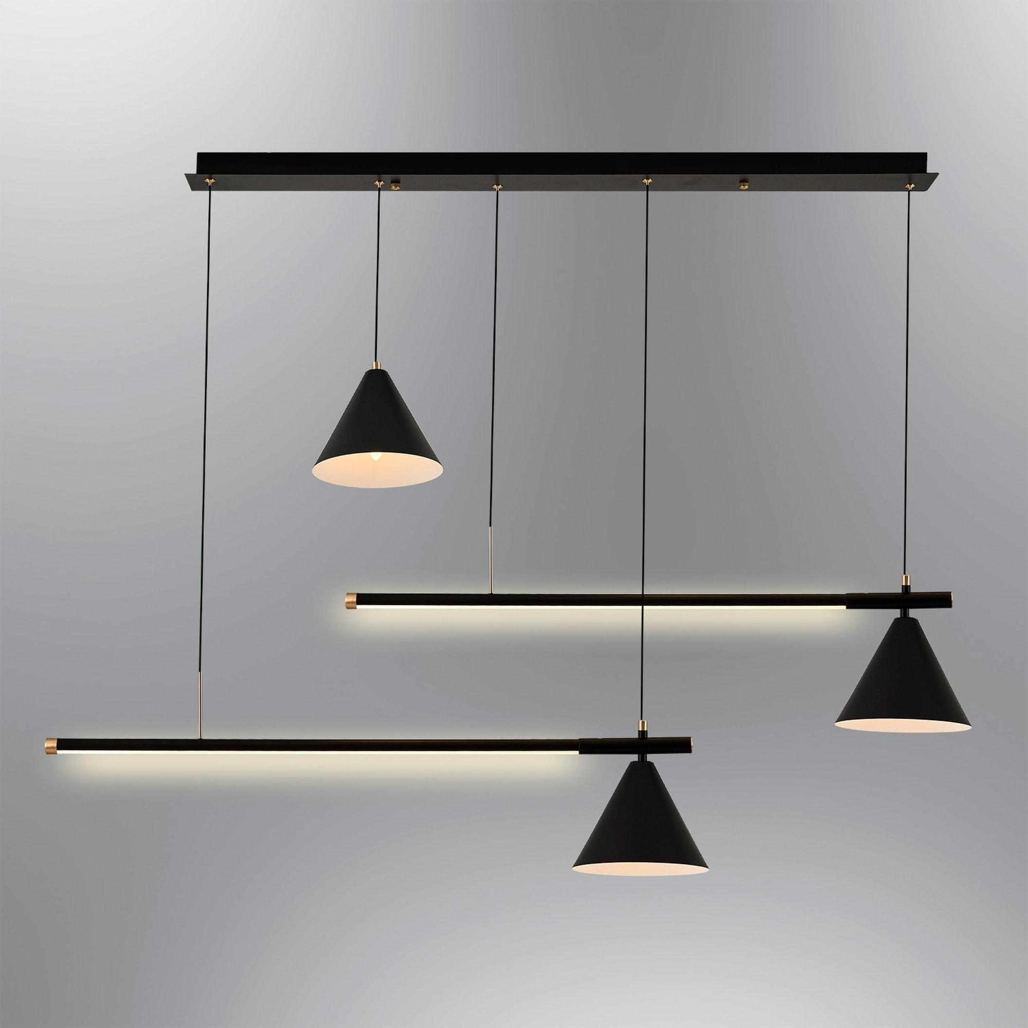 Lámpara de techo, metal, negro, colección Bled, 12x18x120, casquillo 2 x 15 W LED