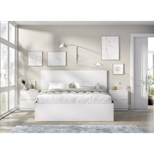 Letto alla franceseUlika, Sommier per camera da letto, Giroletto per stanza, Struttura porta materasso, 246x195 h100 cm, Bianco