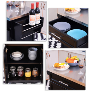 Desserte de cuisine multi-rangements noire